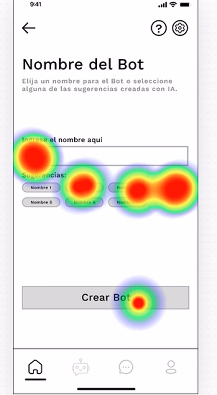 Heatmap of the bot naming screen