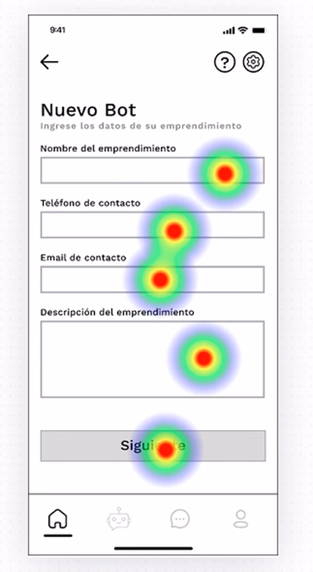 Heatmap of the new bot form
