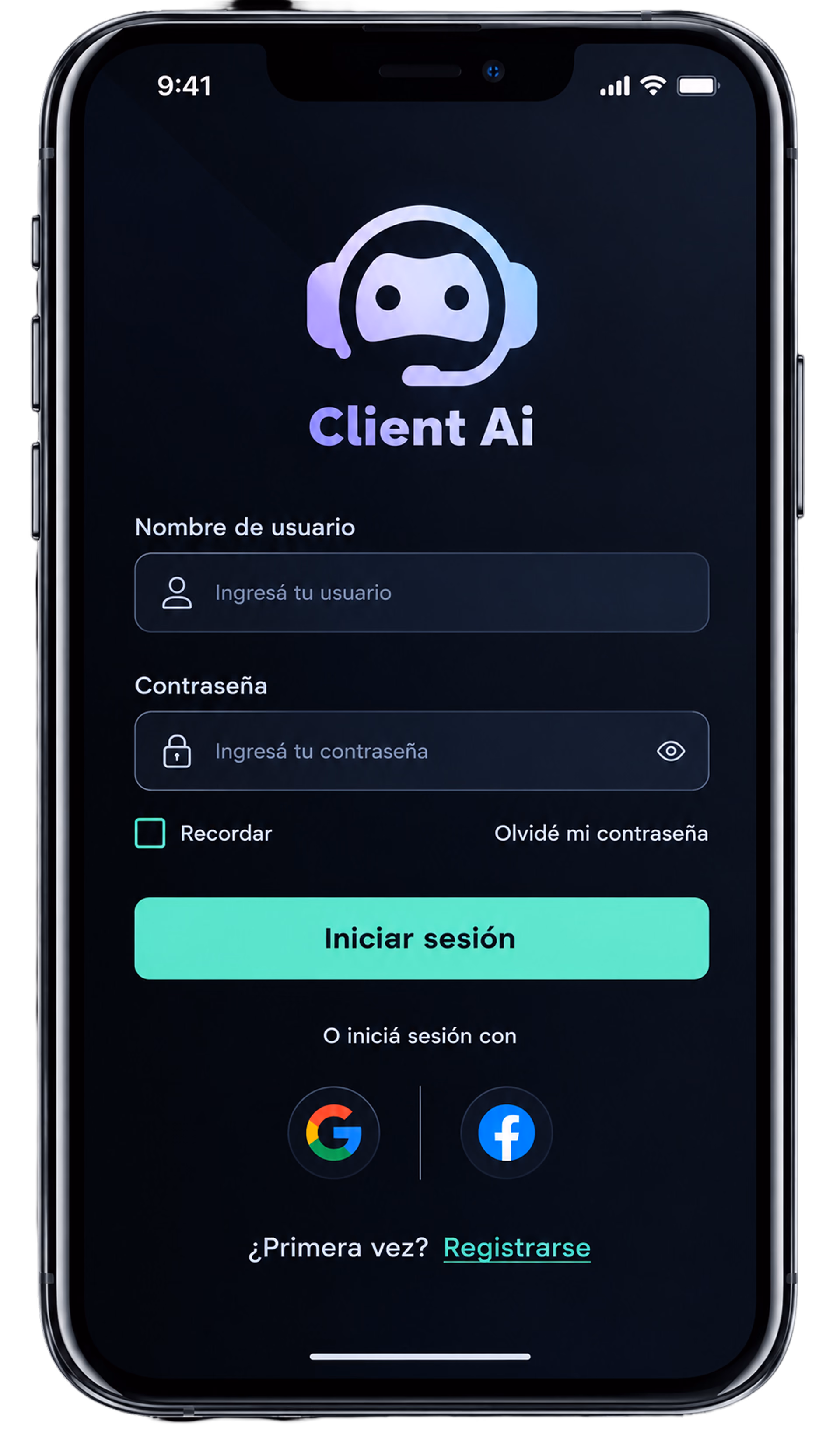 Client AI sign-in screen