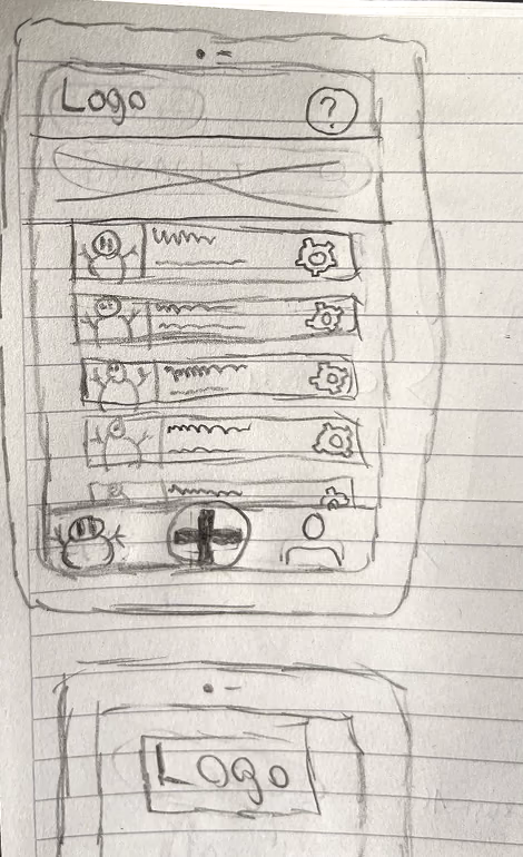 Paper sketch 1 of the app's screens
