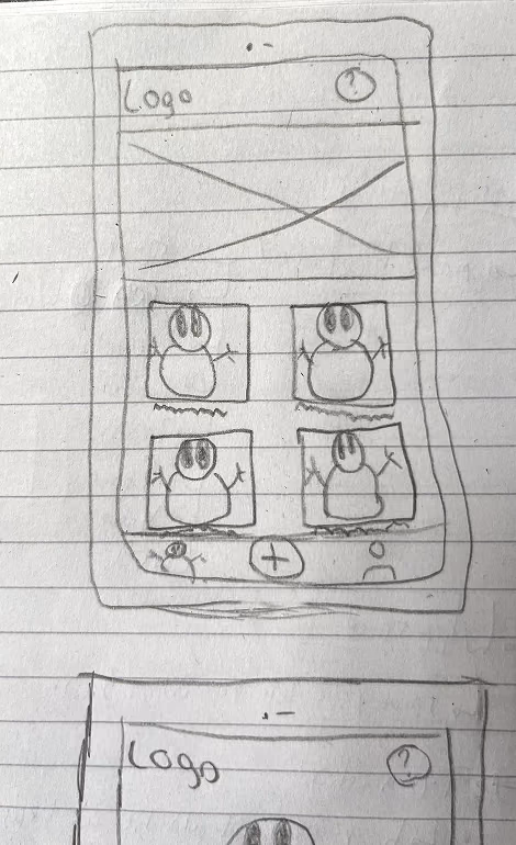 Paper sketch 3 of the app's screens