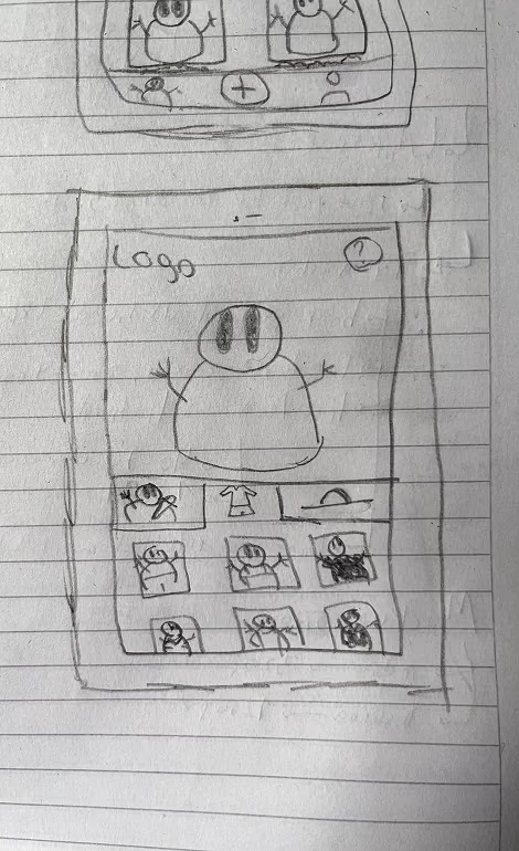 Paper sketch 4 of the app's screens