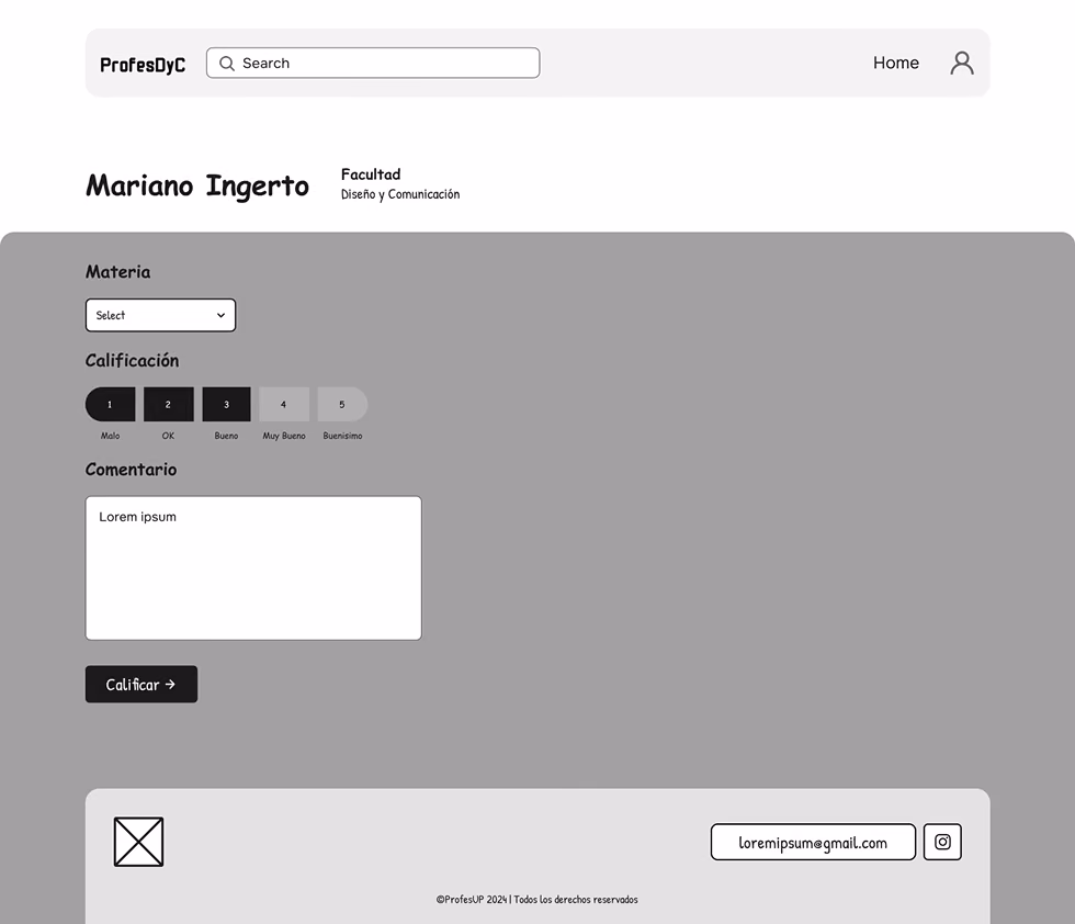 Wireframe of the new review form